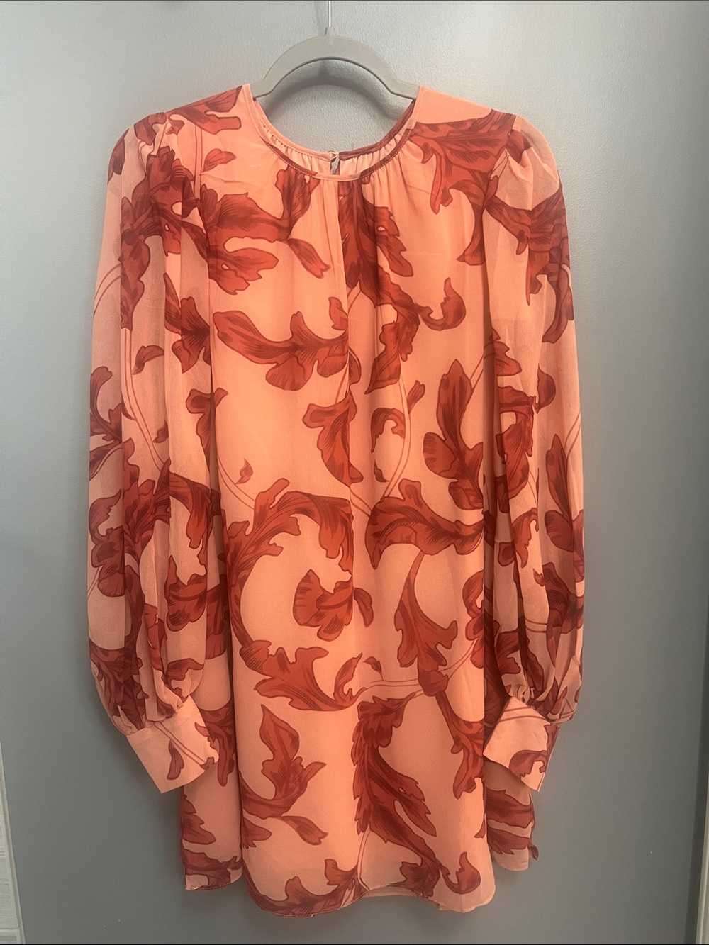 Peach and Rust Printed Chiffon dress